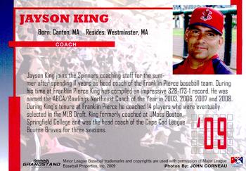 2009 Grandstand Lowell Spinners #NNO Jayson King Back