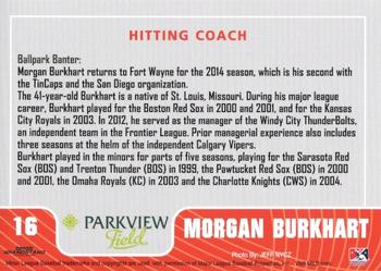 2014 Grandstand Fort Wayne TinCaps #3 Morgan Burkhart Back