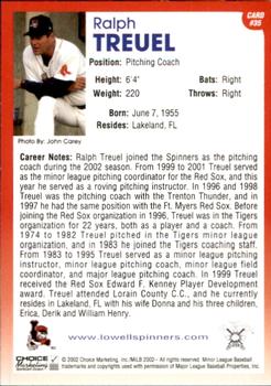 2002 Choice Lowell Spinners #35 Ralph Treuel Back