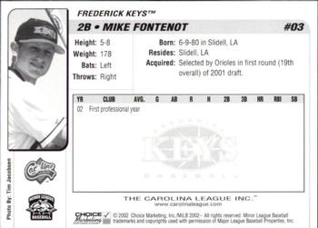 2002 Choice Carolina League Top Prospects #03 Mike Fontenot Back