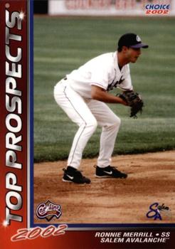 2002 Choice Carolina League Top Prospects #22 Ronnie Merrill Front