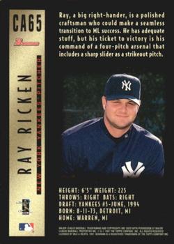 1997 Bowman - Certified Autographs Black Ink #CA65 Ray Ricken Back