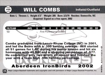 2002 Grandstand Aberdeen IronBirds #NNO Will Combs Back