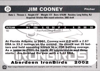 2002 Grandstand Aberdeen IronBirds #NNO Jim Cooney Back