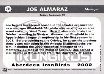 2002 Grandstand Aberdeen IronBirds #NNO Joe Almaraz Back