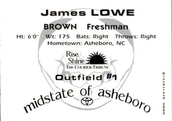 2002 Grandstand Asheboro Copperheads #NNO James Lowe Back