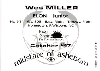 2002 Grandstand Asheboro Copperheads #NNO Wes Miller Back