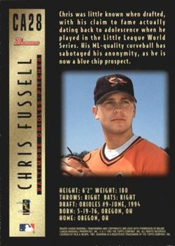 1997 Bowman - Certified Autographs Blue Ink #CA28 Chris Fussell Back