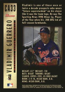 1997 Bowman - Certified Autographs Blue Ink #CA33 Vladimir Guerrero Back