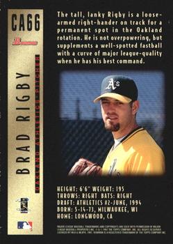 1997 Bowman - Certified Autographs Blue Ink #CA66 Brad Rigby Back