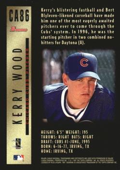 1997 Bowman - Certified Autographs Blue Ink #CA86 Kerry Wood Back