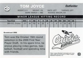2002 Grandstand Bluefield Orioles #NNO Tom Joyce Back