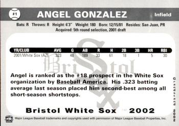 2002 Grandstand Bristol White Sox #1 Andy Gonzalez Back