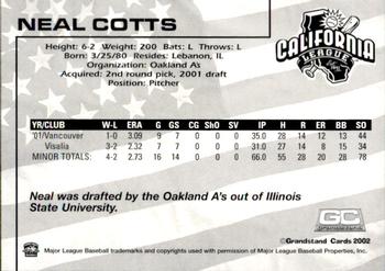 2002 Grandstand California League Top Prospects #NNO Neal Cotts Back