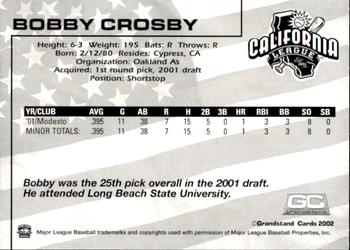 2002 Grandstand California League Top Prospects #NNO Bobby Crosby Back