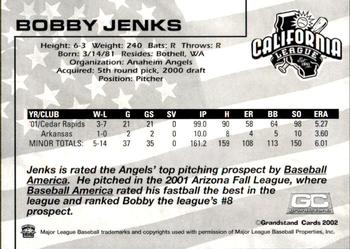 2002 Grandstand California League Top Prospects #NNO Bobby Jenks Back