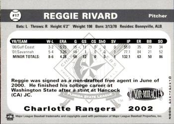 2002 Grandstand Charlotte Rangers #NNO Reggie Rivard Back