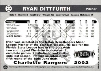 2002 Grandstand Charlotte Rangers #NNO Ryan Dittfurth Back