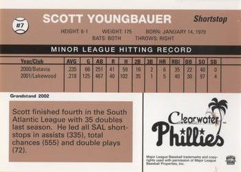 2002 Grandstand Clearwater Phillies #7 Scott Youngbauer Back