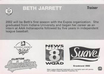 2002 Grandstand Clinton LumberKings #NNO Beth Jarrett Back