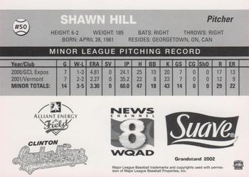 2002 Grandstand Clinton LumberKings #NNO Shawn Hill Back