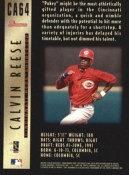 1997 Bowman - Certified Autographs Gold Ink #CA64 Calvin Reese Back