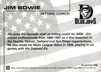 2002 Grandstand Dunedin Blue Jays #NNO Jim Bowie Back