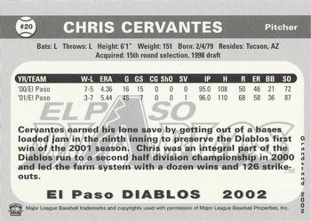 2002 Grandstand El Paso Diablos #NNO Chris Cervantes Back