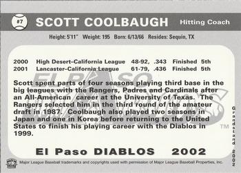 2002 Grandstand El Paso Diablos #NNO Scott Coolbaugh Back
