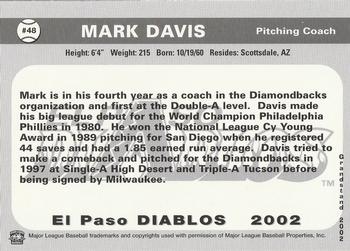 2002 Grandstand El Paso Diablos #NNO Mark Davis Back