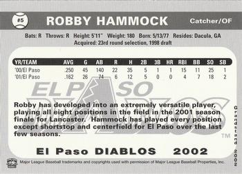 2002 Grandstand El Paso Diablos #NNO Robby Hammock Back