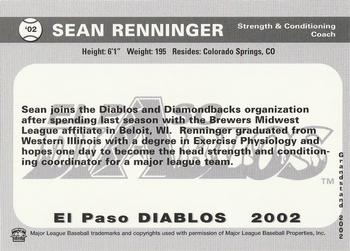 2002 Grandstand El Paso Diablos #NNO Sean Renninger Back