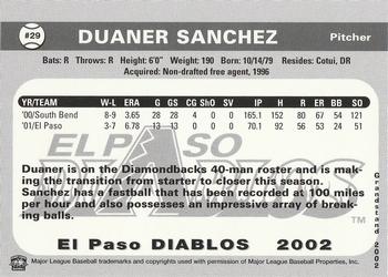 2002 Grandstand El Paso Diablos #NNO Duaner Sanchez Back