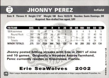 2002 Grandstand Erie SeaWolves #NNO Jhonny Perez Back