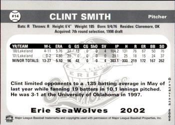 2002 Grandstand Erie SeaWolves #NNO Clint Smith Back