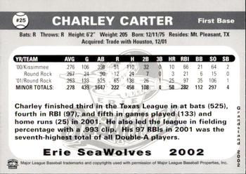 2002 Grandstand Erie SeaWolves #NNO Charley Carter Back