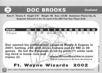 2002 Grandstand Fort Wayne Wizards #5 Doc Brooks Back