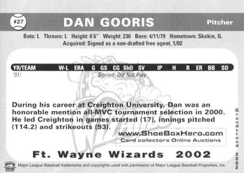 2002 Grandstand Fort Wayne Wizards #13 Dan Gooris Back