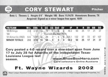 2002 Grandstand Fort Wayne Wizards #24 Cory Stewart Back