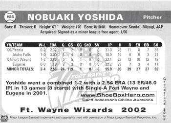 2002 Grandstand Fort Wayne Wizards #27 Nobuaki Yoshida Back