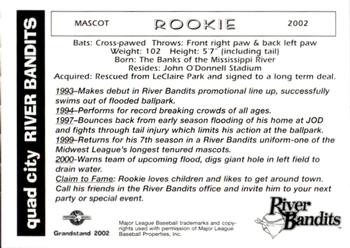 2002 Grandstand Quad City River Bandits #NNO Rookie Back