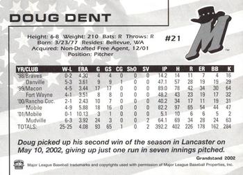 2002 Grandstand High Desert Mavericks #NNO Doug Dent Back