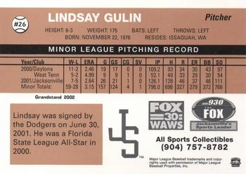 2002 Grandstand Jacksonville Suns #11 Lindsay Gulin Back