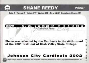 2002 Grandstand Johnson City Cardinals #16 Shane Reedy Back