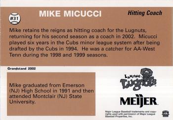 2002 Grandstand Lansing Lugnuts #NNO Mike Micucci Back