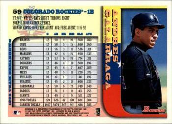 1997 Bowman - International #59 Andres Galarraga Back