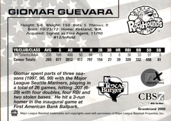 2002 Grandstand Midland RockHounds #NNO Giomar Guevara Back