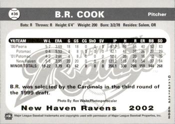 2002 Grandstand New Haven Ravens #NNO B.R. Cook Back