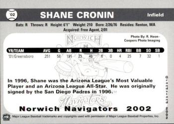2002 Grandstand Norwich Navigators #6 Shane Cronin Back