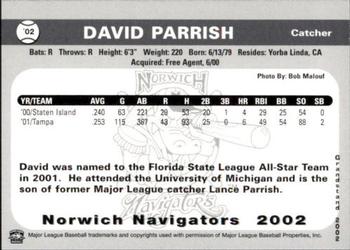 2002 Grandstand Norwich Navigators #18 David Parrish Back